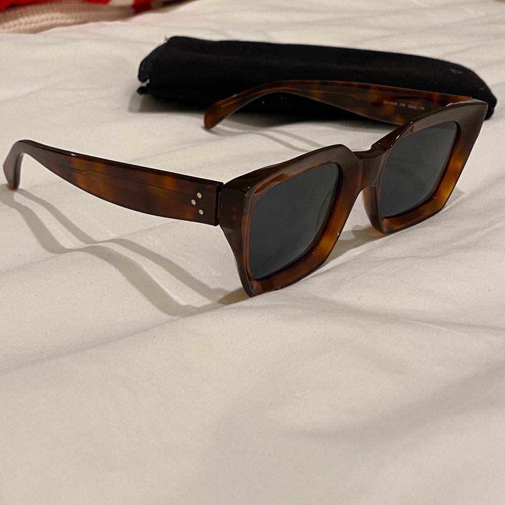 Celine Tortoiseshell Square Sunglasses - Brown/Black - Picture 6 of 6